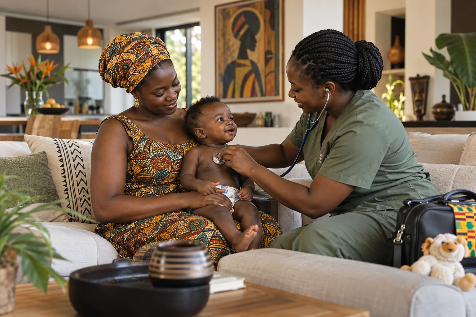 Black African clinician providing care